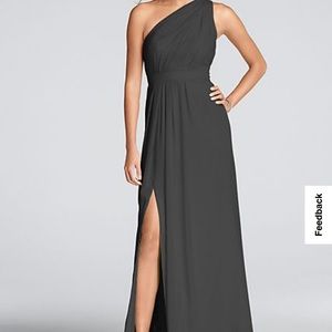 David's Bridal Long Chiffon Dress with Asymmetric Neckline